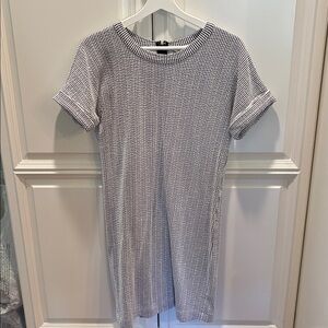 Club Monaco Seersucker Black and White Striped Dress Sz M